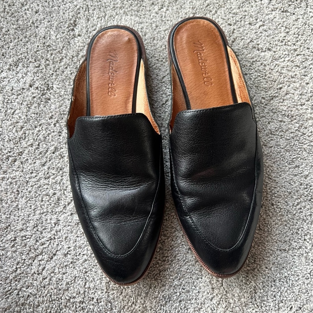 Madewell The Frances Size 8 Black Leather Skimmer Slip On Mules Loafer - Picture 6 of 6